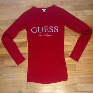 GUESS Red Long-Sleeve Logo top